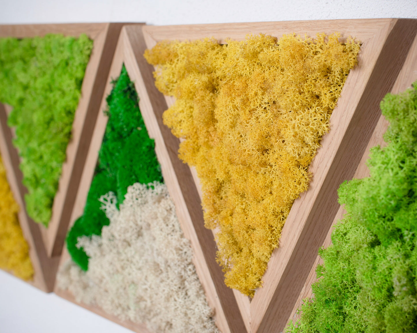 Preserved Moss 3D Art Wall Decor: Natural Wood, Green & Yellow Art - Perfect Christmas Gift!