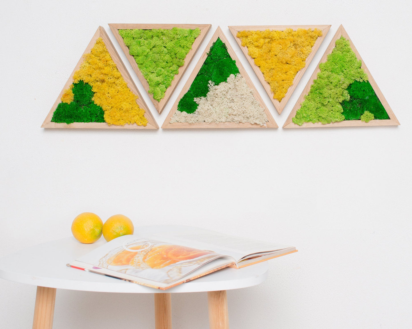 Preserved Moss 3D Art Wall Decor: Natural Wood, Green & Yellow Art - Perfect Christmas Gift!