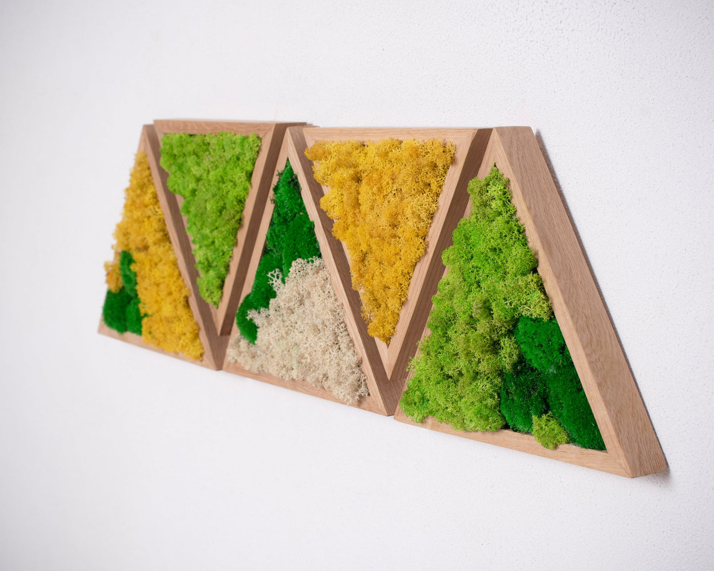 Preserved Moss 3D Art Wall Decor: Natural Wood, Green & Yellow Art - Perfect Christmas Gift!