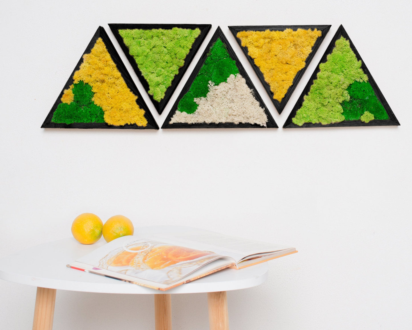Preserved Moss 3D Art Wall Decor: Natural Wood, Green & Yellow Art - Perfect Christmas Gift!