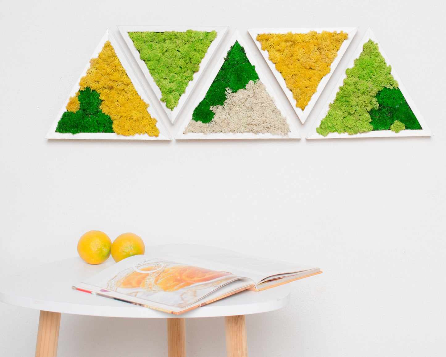 Preserved Moss 3D Art Wall Decor: Natural Wood, Green & Yellow Art - Perfect Christmas Gift!