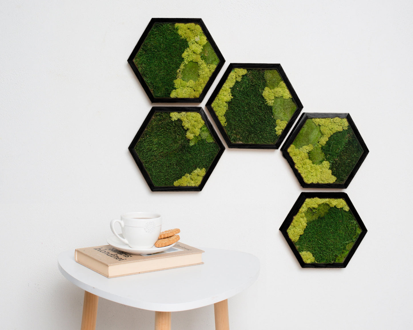 Hexagon Moss Art: Eco-Friendly Wall Decor, Perfect Housewarming & Christmas Gift!