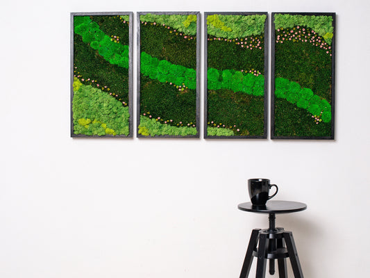 Experience Nature Indoors with Our Preserved Moss Wall Art Set - The Green Oasis!
