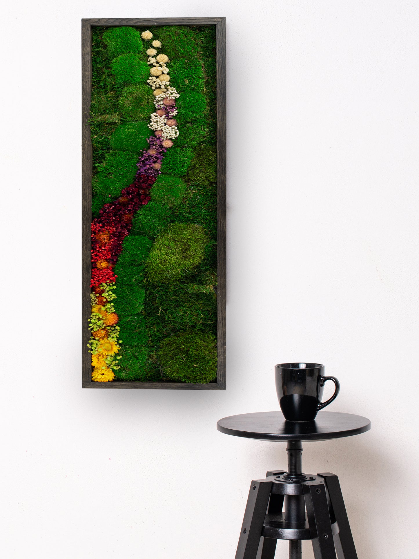 Handmade Plant Artwork | Moss Artwork | Natural Oak and Plants Wall Art | Unique Home Decor Piece | LED Light Wall Art