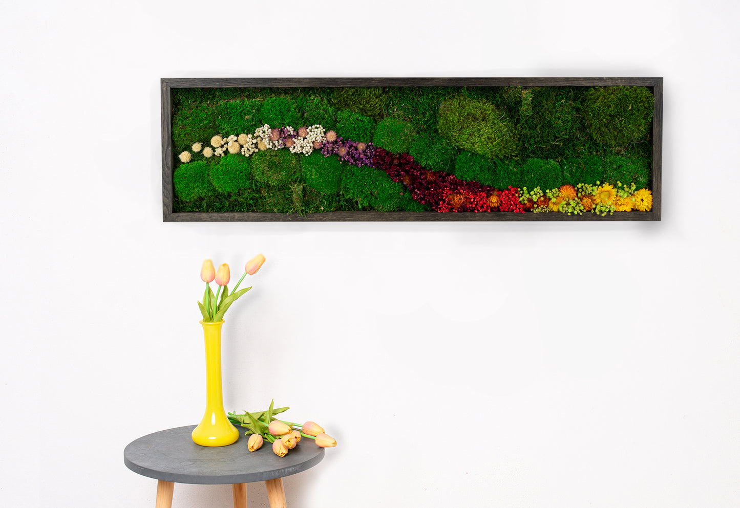 Handmade Plant Artwork | Moss Artwork | Natural Oak and Plants Wall Art | Unique Home Decor Piece | LED Light Wall Art