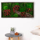Red Flowers Handmade Plant Artwork | Moss Artwork | Natural Oak and Plants Art | Unique Home Decor Piece | Original LED Wall Art