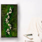 White Flowers Handmade Plant Artwork | Moss Artwork | Natural Oak and Plants Wall Art | Unique Home Decor Piece | Original LED Wall Art