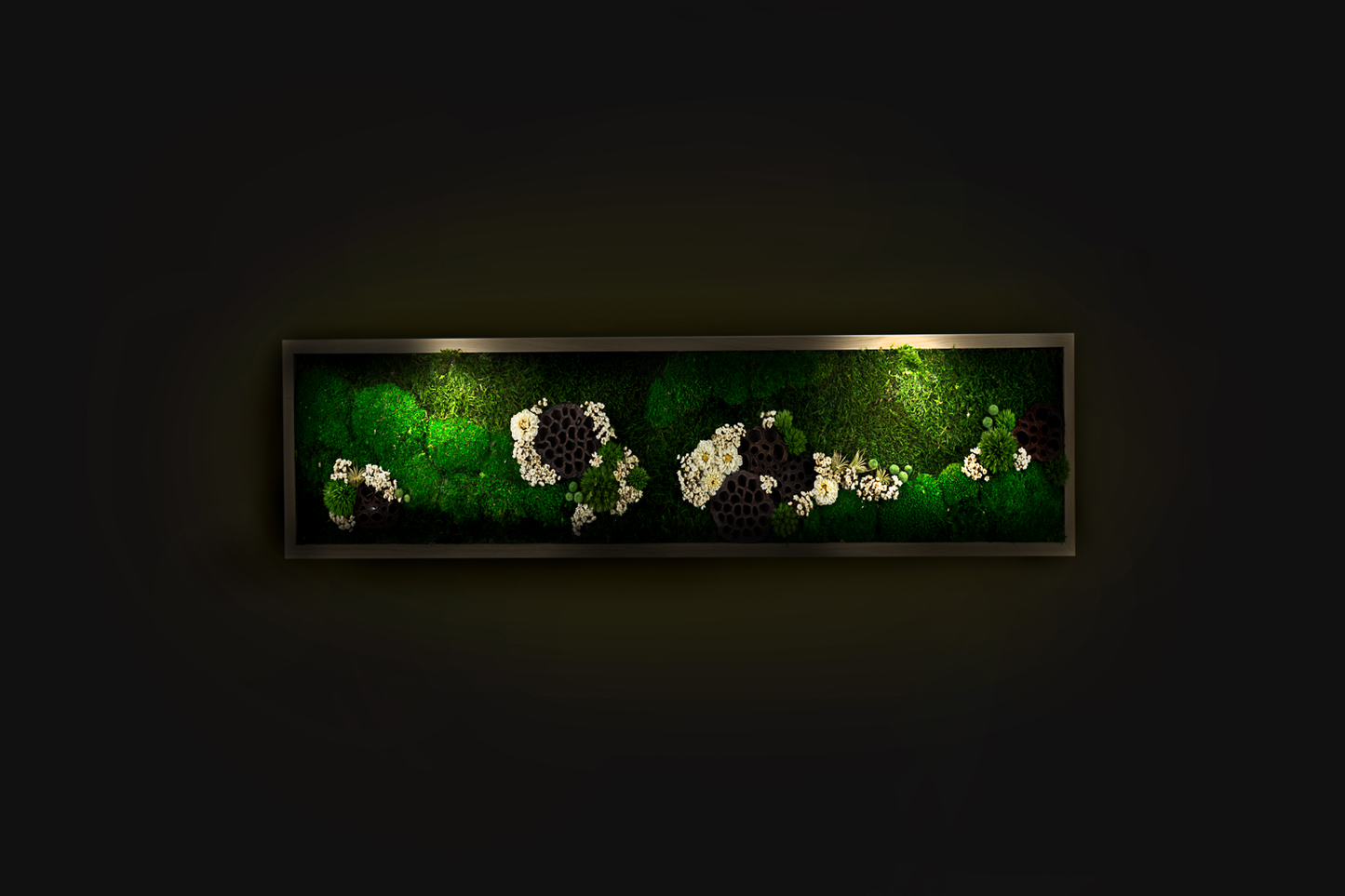 Authentic Preserved Moss Wall Art with LED Lights and Live Moss For Office or Home 1 piece frame