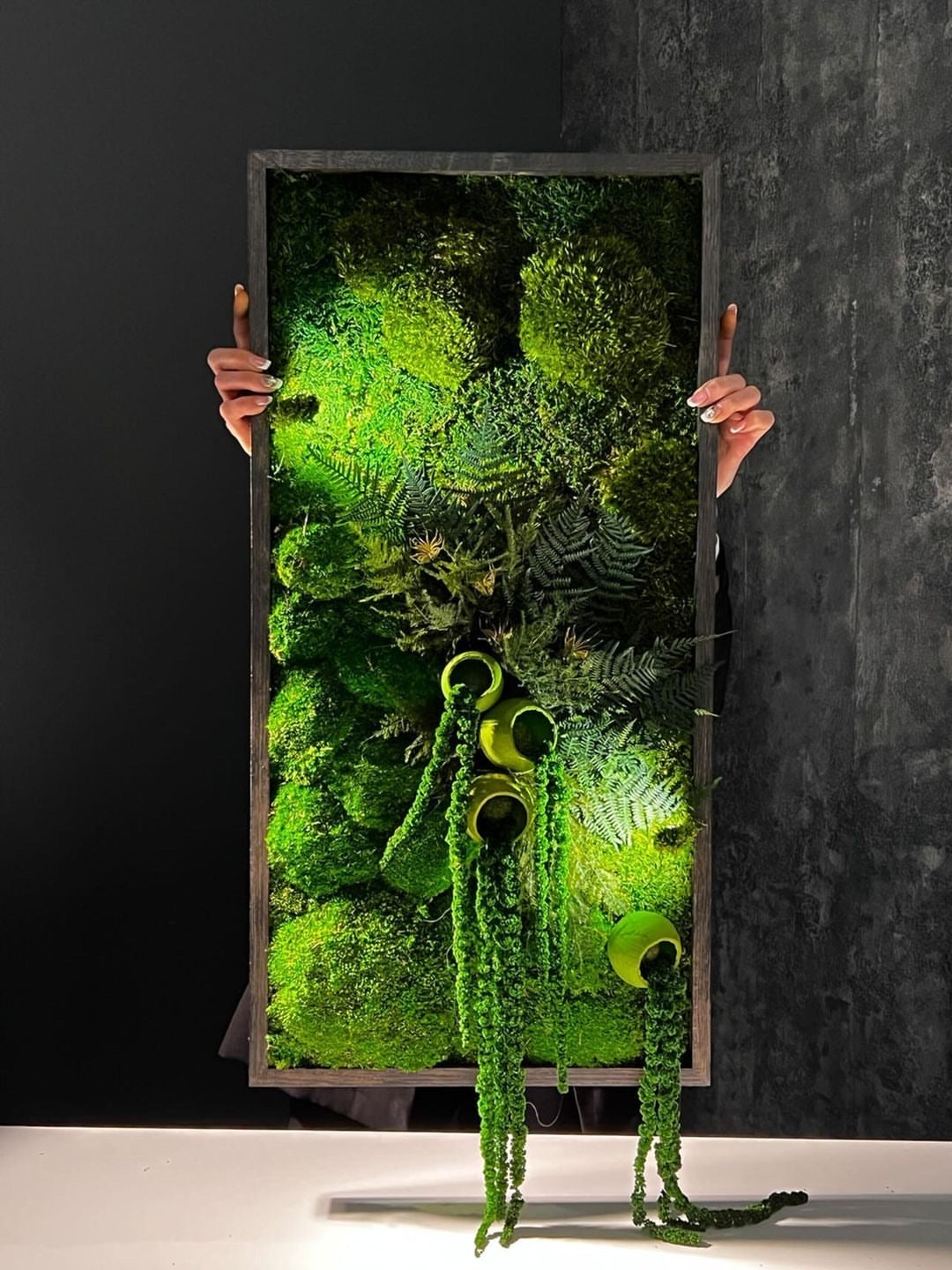 NEW!! Wall Art Preserved Moss Lighted Framed Beautiful Preserved Moss Artwork with LED Lights Live Moss LED Moss Wall Art Eco-Friendly Decor