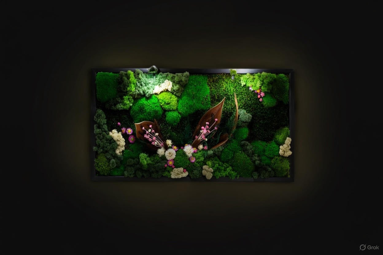 Stunning Preserved Moss Art with LED Lights Live Moss LED Artwork Lighted Framed