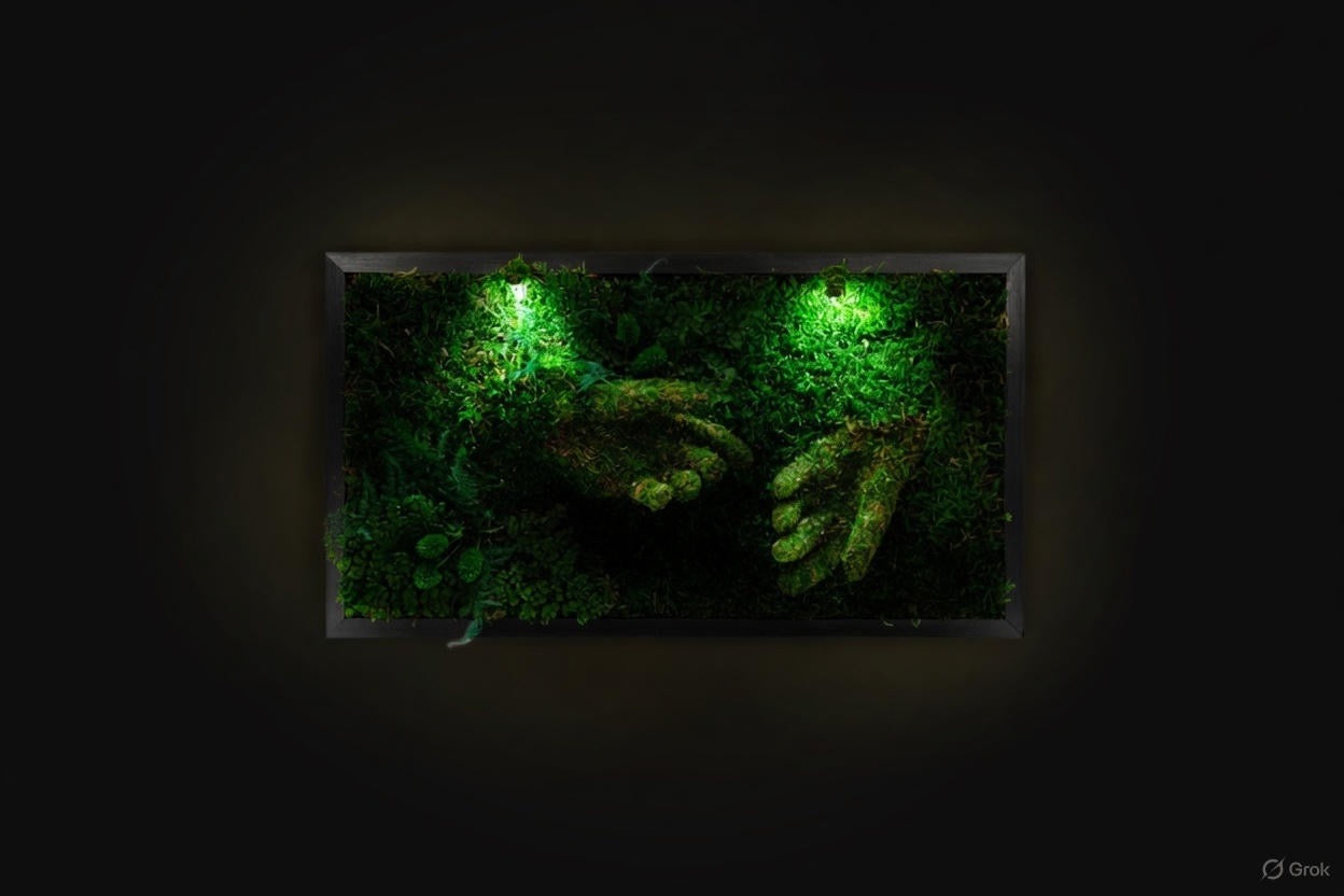 Gorgeous Preserved Moss Art With LED Lights Framed Moss Wall Hanging Anniversary Gift