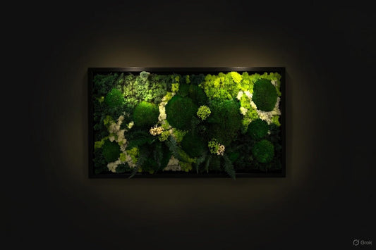 Gorgeous Moss Wall Art Greenery with LED Lights Live Moss LED Artwork Preserved Moss Lighted Framed Preserved Moss Wall Art Home Decoration