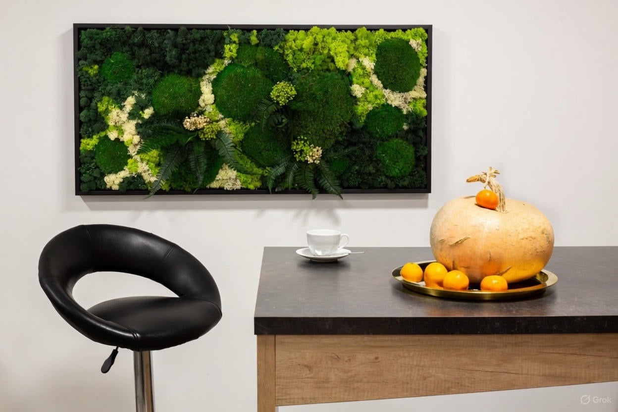 Gorgeous Moss Wall Art Greenery with LED Lights Live Moss LED Artwork Preserved Moss Lighted Framed Preserved Moss Wall Art Home Decoration