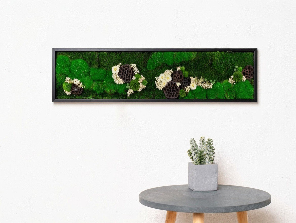 Authentic Preserved Moss Wall Art with LED Lights and Live Moss For Office or Home 1 piece frame