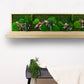 Abstract Garden Handmade Plant Shelf | Moss Artwork | Natural Oak and Plants Shelf | Unique Home Decor Piece | Original LED Wall Art
