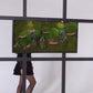 Outstanding LED Lights Preserved Moss Wall Art With Natural OAK Wood Frame