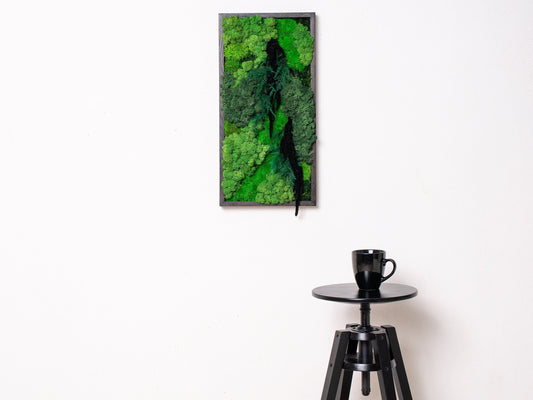 Framed artificial moss and green art –