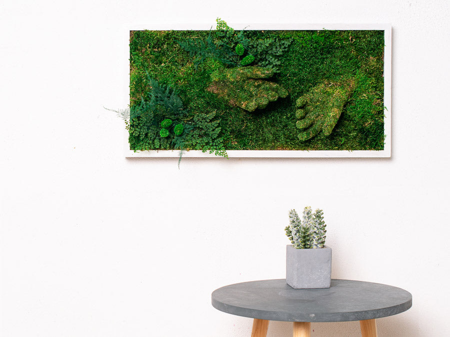 Unique Moss Wall Art Panel, 3D Hands Green Moss Wall Art Piece